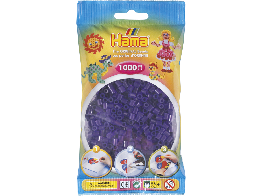 1000stk. Hama Midi gennemsigtig lilla 207-24
