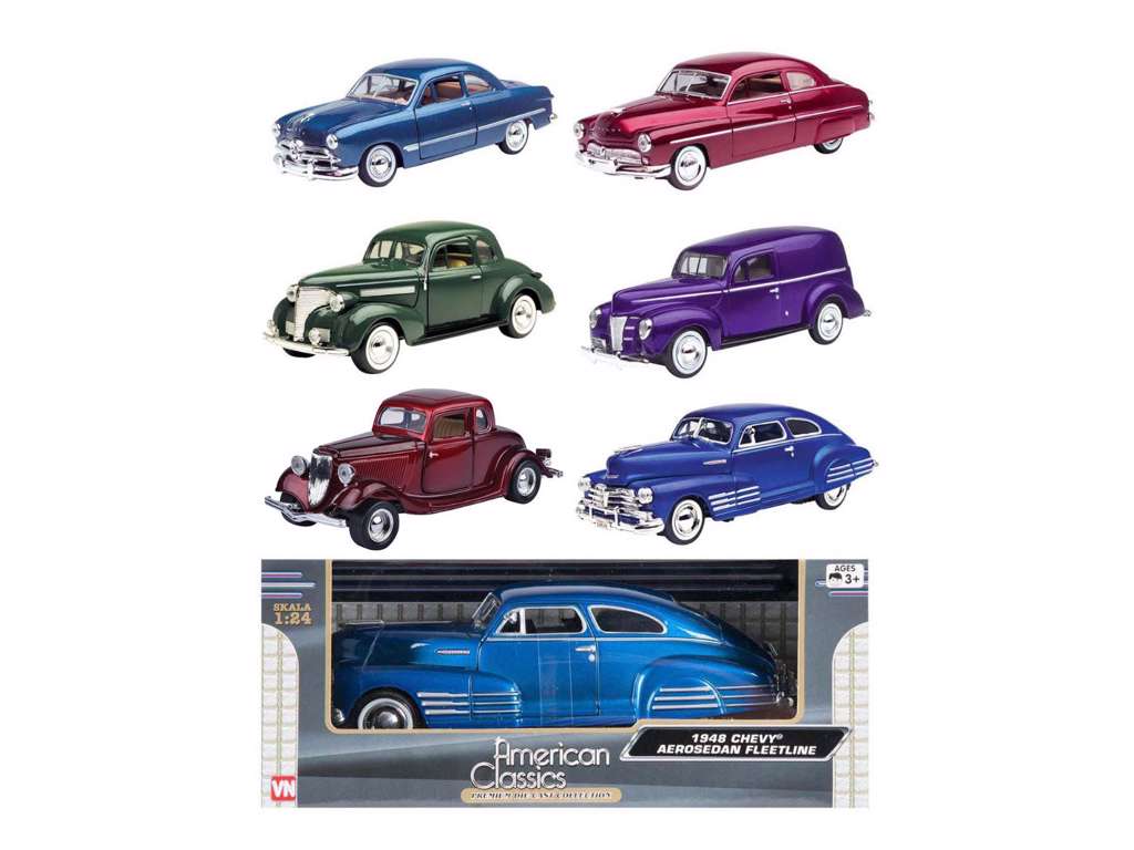 Gamle amerikanerbiler i størrelse 1:24 årgang 1930-49 fra Speedcar