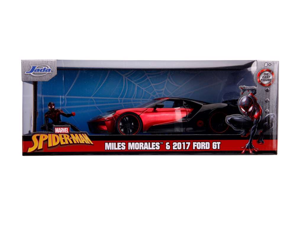 Marvel Miles Morales med 2017 Ford GT Car bil i scala 1:24 med figur i metal