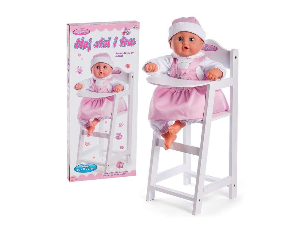 Højstol i træ på 50 cm til babydukke fra My Baby