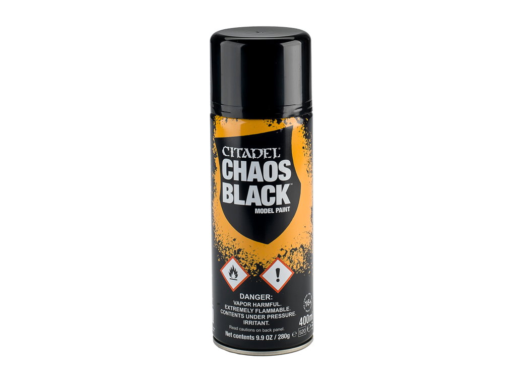 Chaos Black spray paint fra Citadel 400ml.