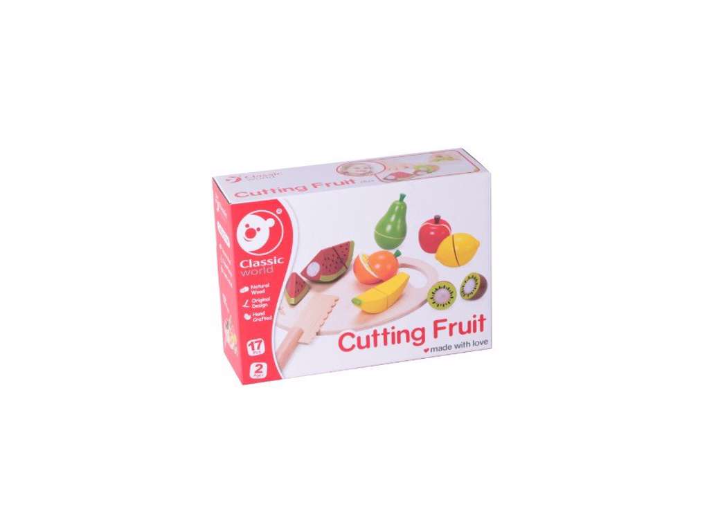 Skære velcro frugt med 17 dele i træ fra Classic World