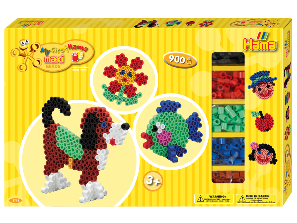 Hama Maxi perler gaveæske med hund / fisk / blomst - 8712