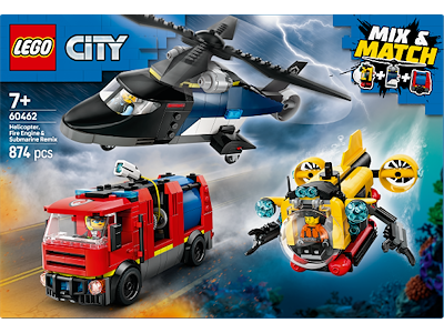Remix – helikopter, brandbil og ubåd - 60462 - LEGO City Great Vehicles