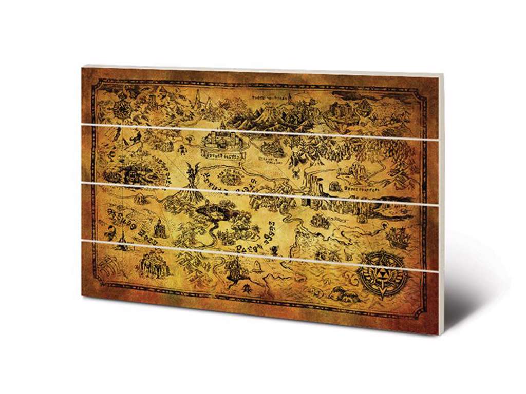 The Legend Of Zelda "Hyrule Map" træ plade "plakat" 40x60cm