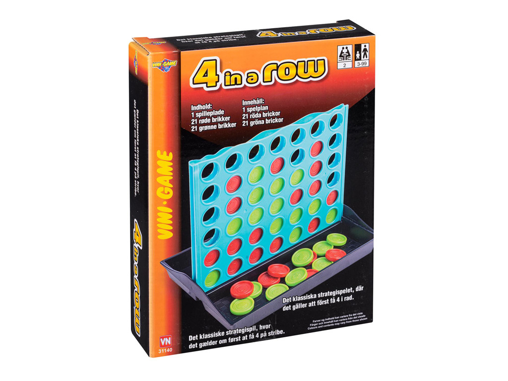 Klassiske 4 På stribe spil - 19x15cm