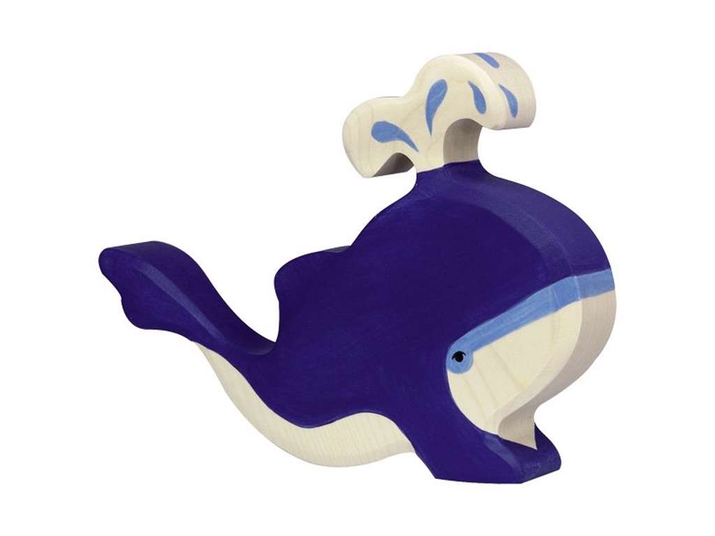Blåhval af træ - 13 cm