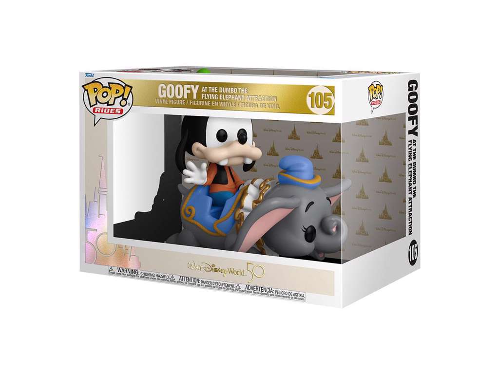 Walt Disney World 50th Anniversary POP! Rides Super Deluxe Vinyl Figure Dumbo w/Goofy 15 cm