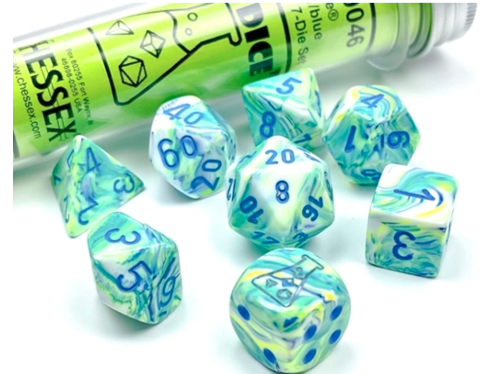 RPG-terningesæt 8-pak - Garden/Blå- Chessex - CHX30046