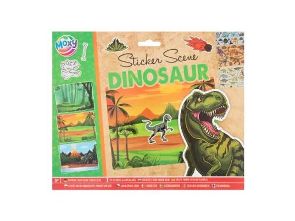 Dino Stickerark med 3 scener - fra +3år (27x21cm)