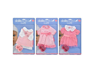 1 stk. Kjole & sko til dukke str. 36 cm -  3 assorteret