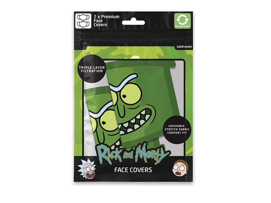 Rick and Morty ansigtsmasker 2-pak med Pickle Rick (Mundbind)