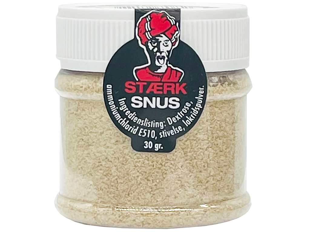 1 stk. stærk snus - salmiakpulver i dåse