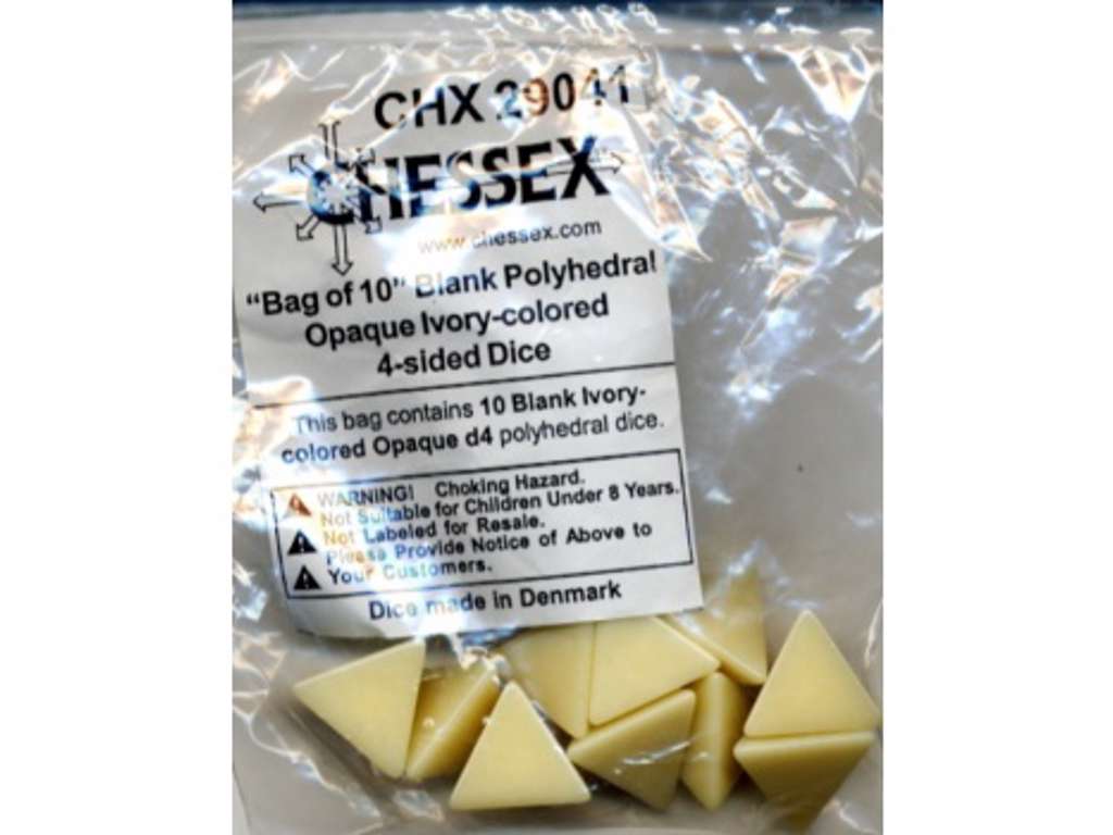 Elfenbensfarvede blanke terninger til DIY - 10 stk D4