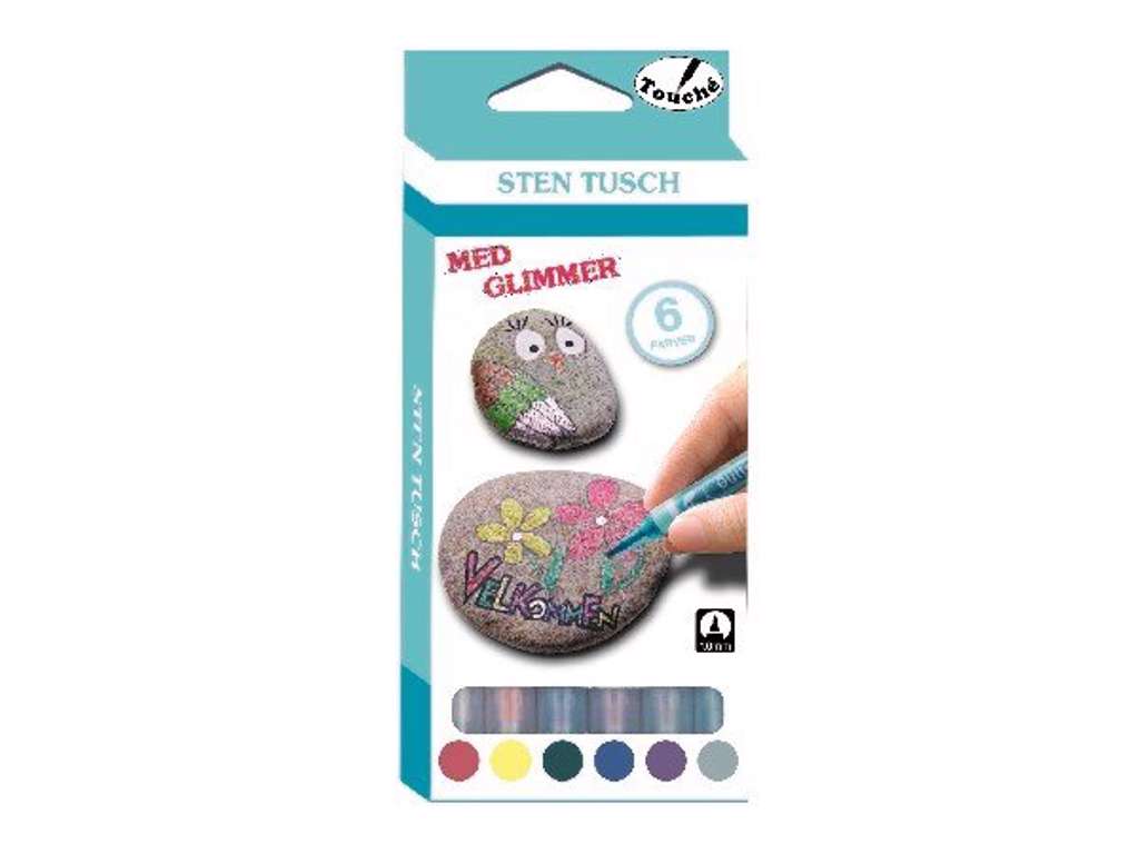 6 stk. sten tuscher med glimmer