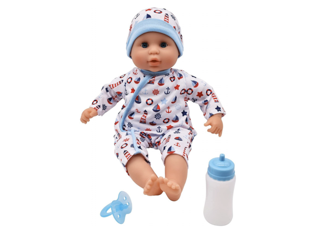 Baby Joy dukkedreng m/bean bag & lukkeøjne - 38 cm.