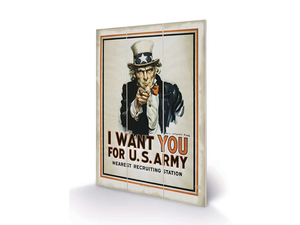 Uncle Sam "I want you!" træ plade "plakat" 20x30 cm