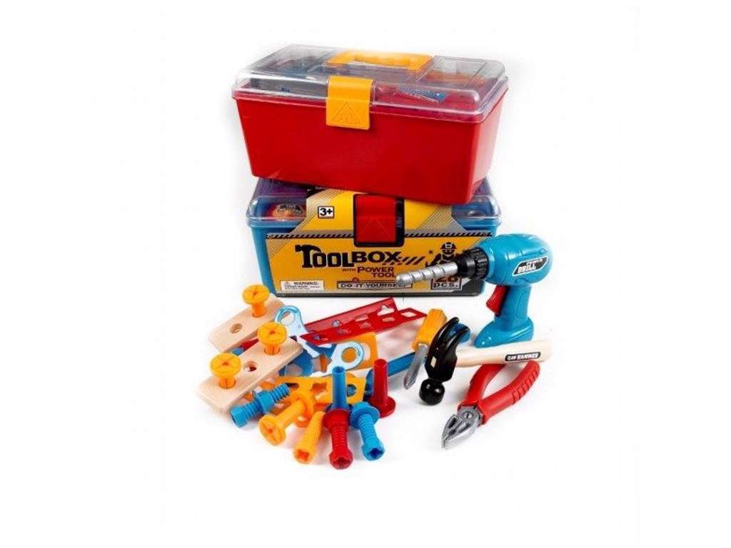 Værktøjskasse i plast med 26 dele - flere forskellige