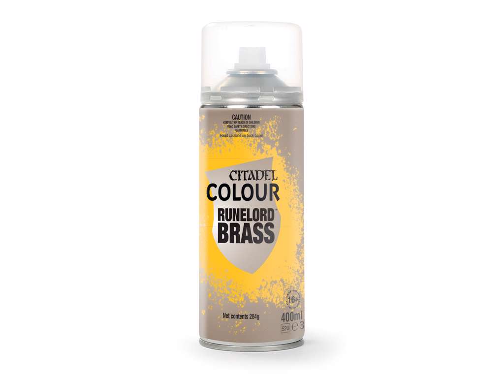Runelord Brass spray paint fra Citadel 400ml.