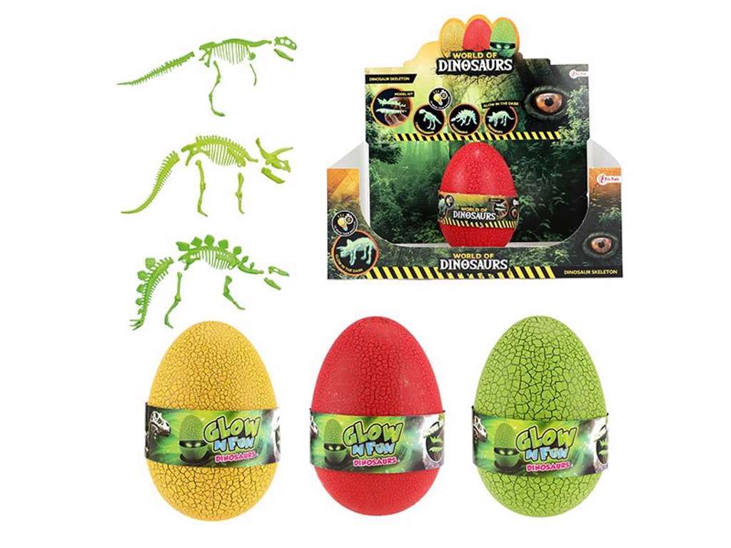 Glow in the dark dino skelet i æg