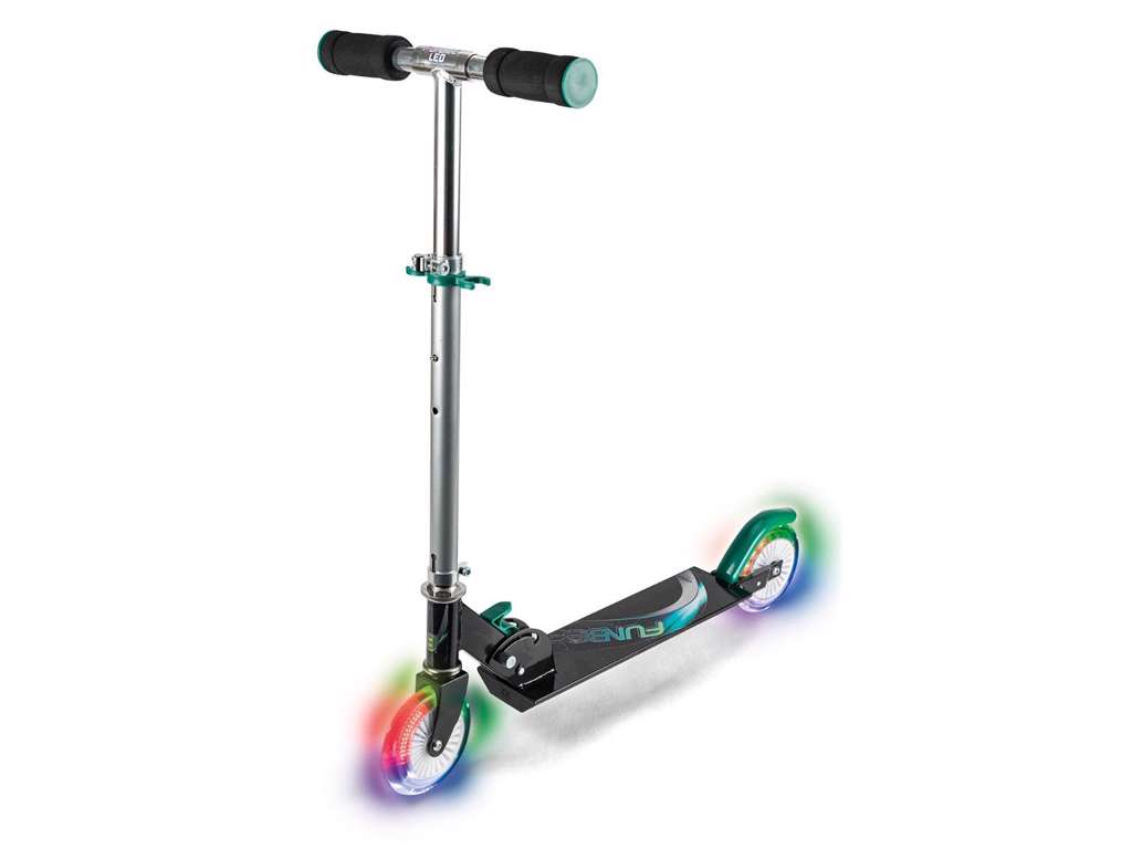 Løbehjul med LED-lys i hjulene - sort