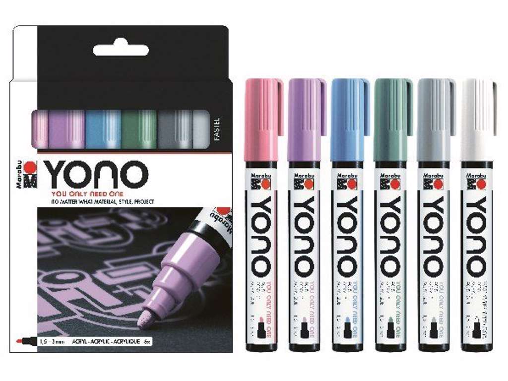 YONO akrylmarkør pastel 6 stk