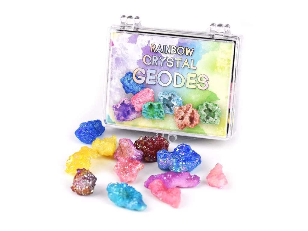 Regnbue krystal geoder i æske