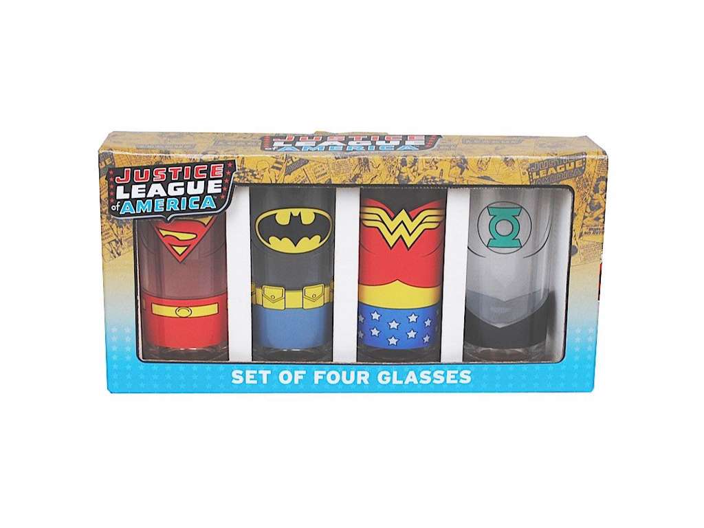 Justice League juice glas 4 pak