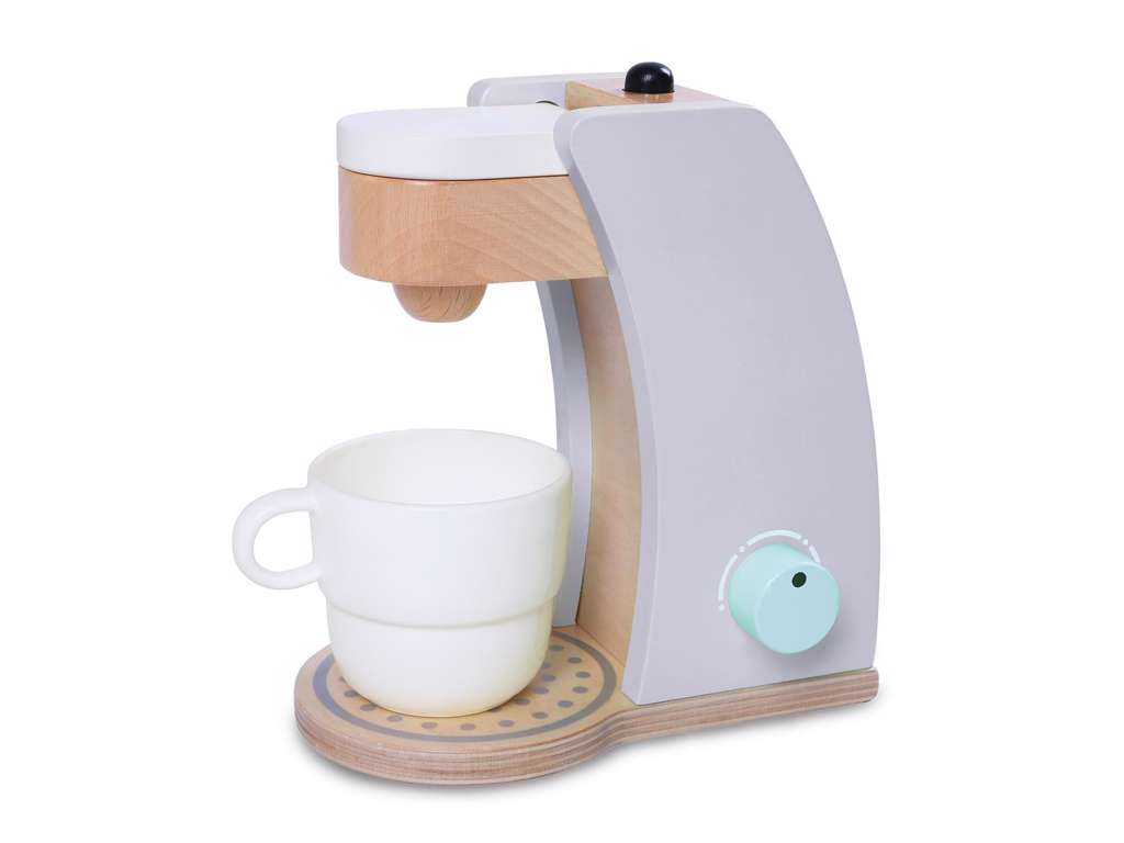 3-2-6 Kaffemaskine i træ med tilbehør.