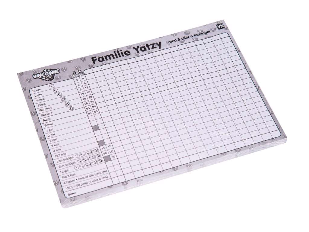 Familie Yatzy blokke 2 stk fra Vini game