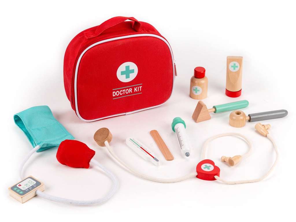 3-2-6 Doktorsæt i træ med tilbehør